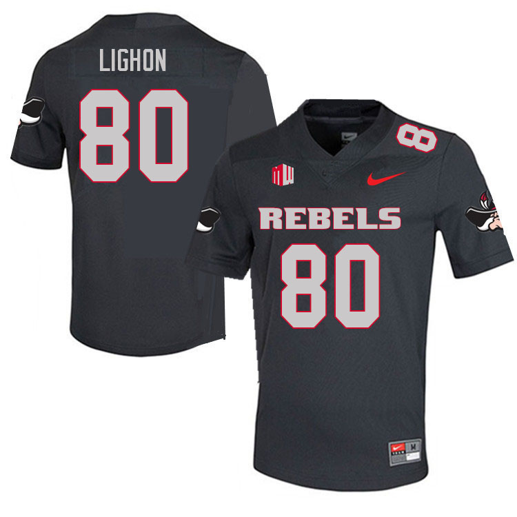 Men #80 Brye Lighon UNLV Rebels College Football Jerseys Sale-Charcoal - Click Image to Close